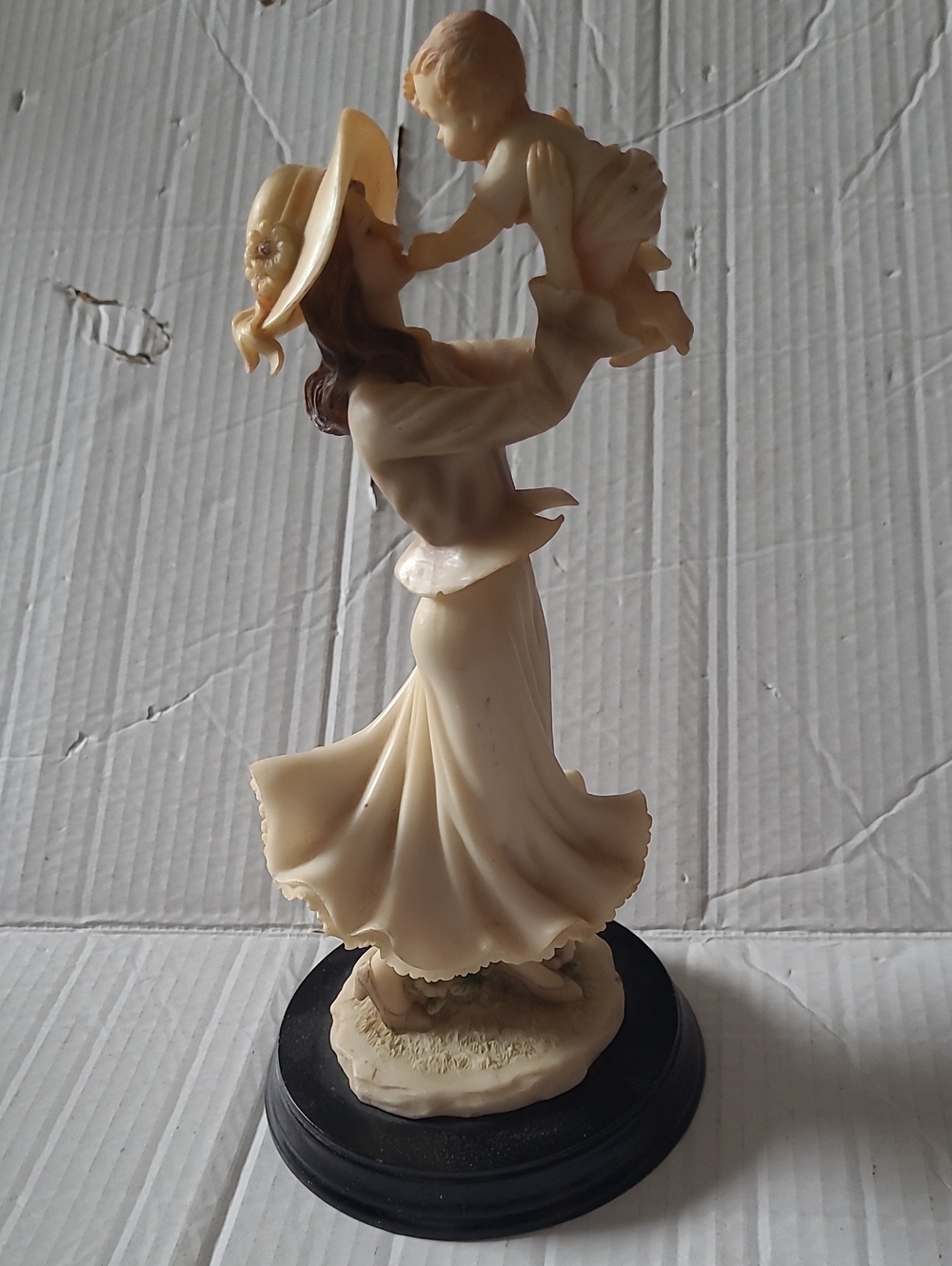 Ivory Mother and Child Resin Figurine